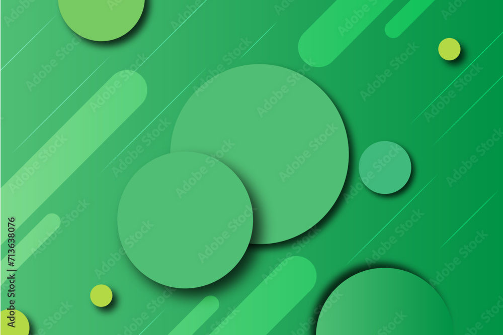 Green abstract background with lines and circles on paper