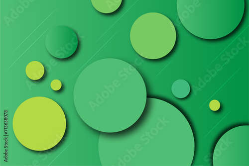 Green abstract background with raised circles on paper background