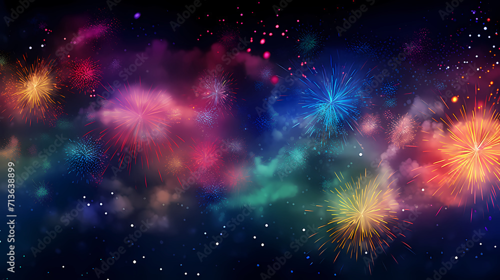 Beautiful creative holiday background with fireworks and sparkles Beautiful creative holiday background with fireworks and sparkles