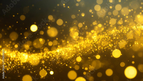 yellow glow particle abstract bokeh background; texture with sparkling glittering particles photo
