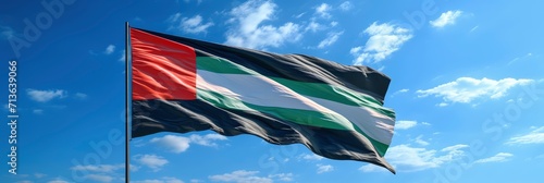 Waving Flag Uae Blue Sky, Background Image, Background For Banner, HD