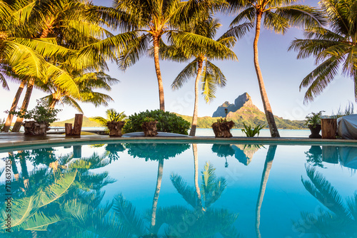 Infinity pool of a luxury resort, Bora Bora, French Polynesia photo