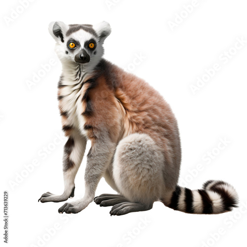 Ring-tailed lemur sitting, isolated on white background © The Stock Guy