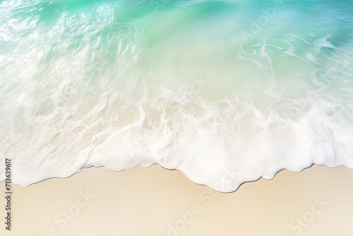 white sand beach with blue water wave, beautiful empty abstract idyllic summer vacation frame background with copy space 