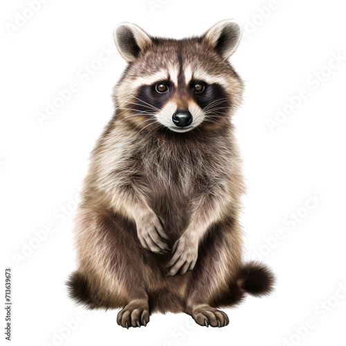 Portrait of a raccoon sitting isolated on transparent background