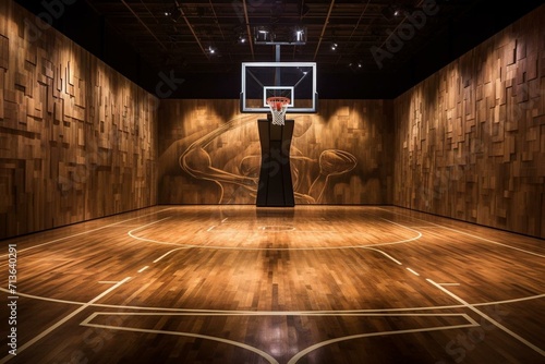 Parquet basketball court design. Generative AI