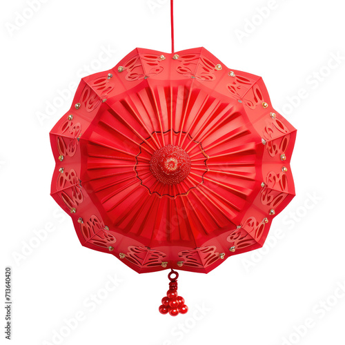 Red Chinese lamp isolated on transparent background