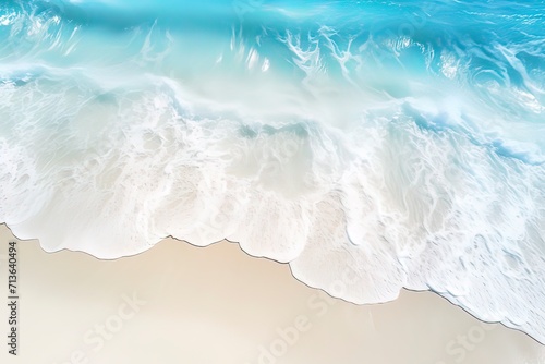white sand beach with blue water wave  beautiful empty abstract idyllic summer vacation frame background with copy space 
