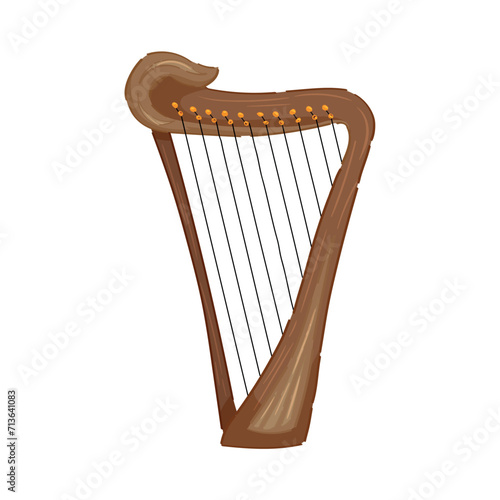 Musical harp on white background