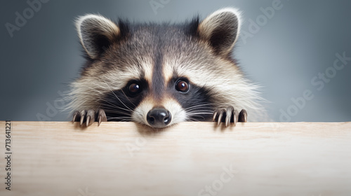 Raccoon looking at the camera with copy space © Рита Конопелькина