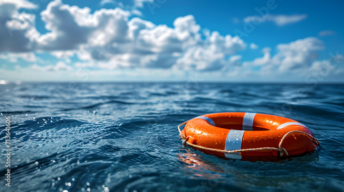 Lifebuoy floating at sea
