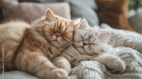 cute cats in love, valentines day concept, romantic cute wallpaper with copy space, happy valentine's day