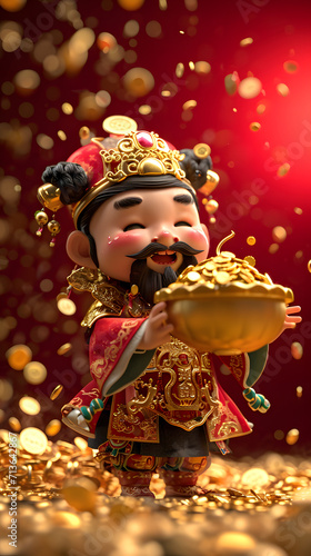 cute Chinese God of wealth 