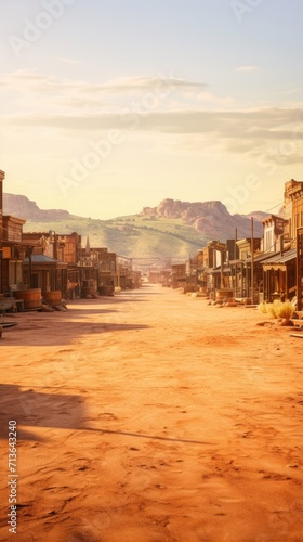 Wild West Town Photo Backdrop: Starry Night, Cactus Silhouettes, Historic Charm, Old Western Setting, Vintage Atmosphere, Desert Nightscape, Cowboy Aesthetics, Frontier Elegance, Nighttime in the Old 