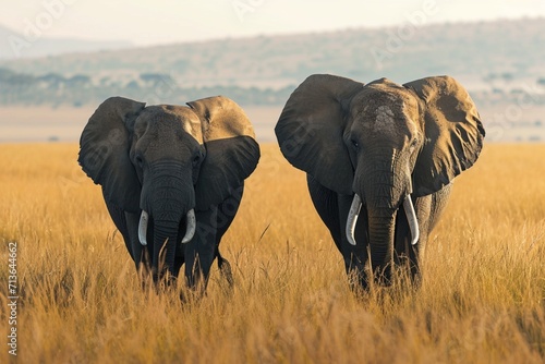African elephant bulls in field, Eastern Cape, South Africa © Great