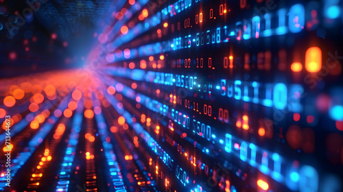 background of blue digital binary data on computer screen 
