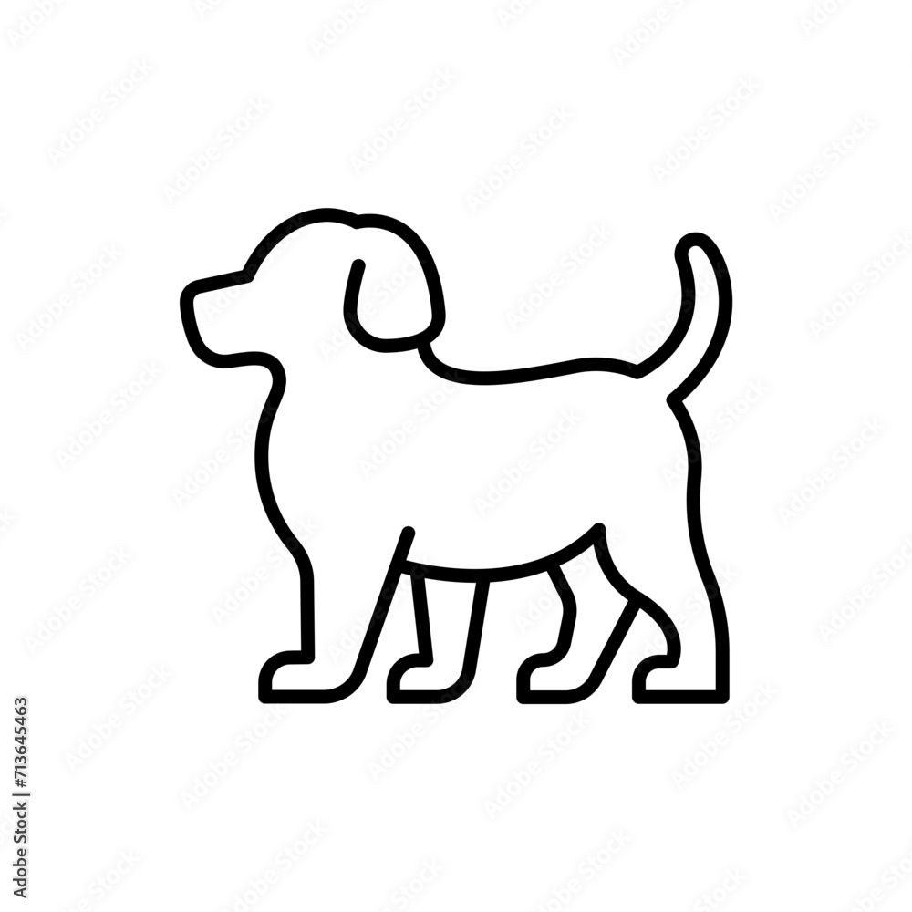 Dog outline icons, minimalist vector illustration ,simple transparent graphic element .Isolated on white background