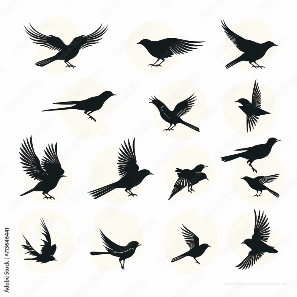 Obraz premium Beautiful birds logo design silhouettes isolated white background image Ai generated art