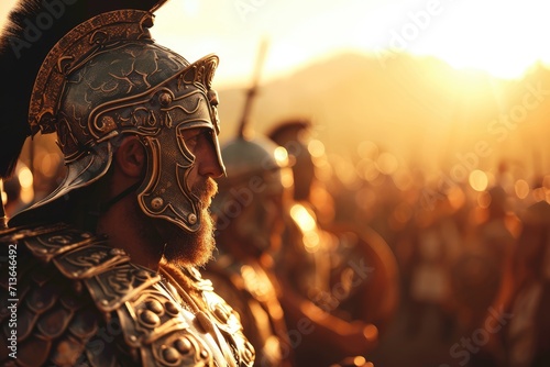 The Alps Conquest: Cinematic Scene of Hannibal Barca, Carthaginian General in His Thirties, Astride an Elephant, Surveying the Harsh Mountain Sunlight with Sun Flare, Signifying Audacity and Strategic