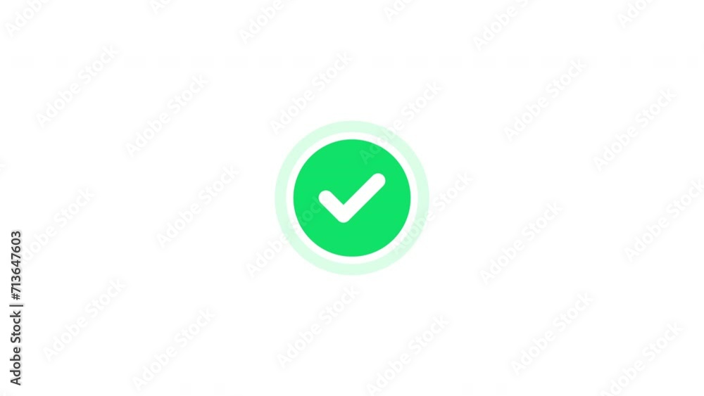 Circle green check mark icon animation on a white background. Success, correct or right choice icon animation in 4k video.
Circle green check mark icon animation on a white background. Success, correct or right choice icon animation in 4k video.