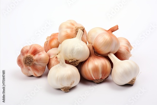 Fresh organic garlic bulb isolated on white background for culinary ingredient or cooking concept