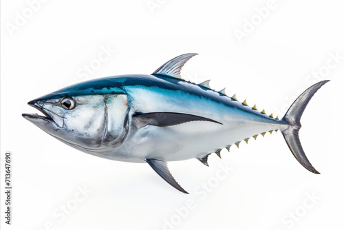 Fresh tuna fish steak isolated on white background for seafood cooking or menu design.