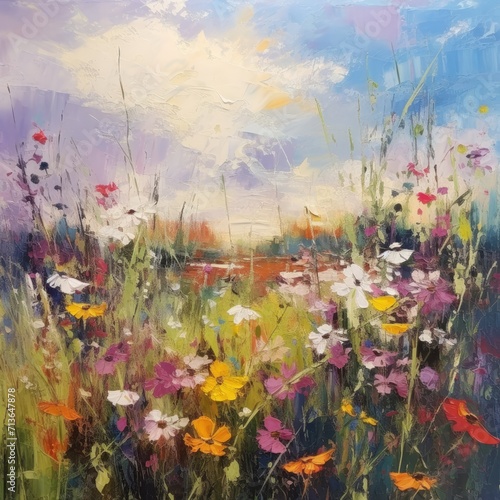 Wildflower Field in Bloom  Spring Beauty  Blooming Meadow  Wildflower Blossoms  Floral Abundance  Nature s Tapestry  Springtime Elegance  Meadow in Spring  Colorful Blossoms  Fresh Blooms 