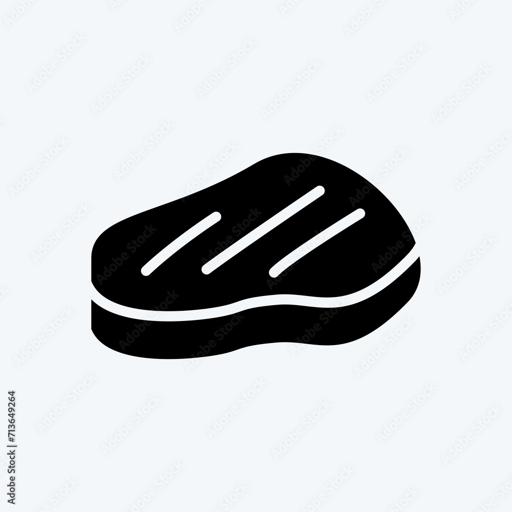 Icon Steak. suitable for Meat. glyph style. simple design editable. design template vector. simple illustration Icon Steak. suitable for Meat. glyph style. simple design editable. design template vector. simple illustration