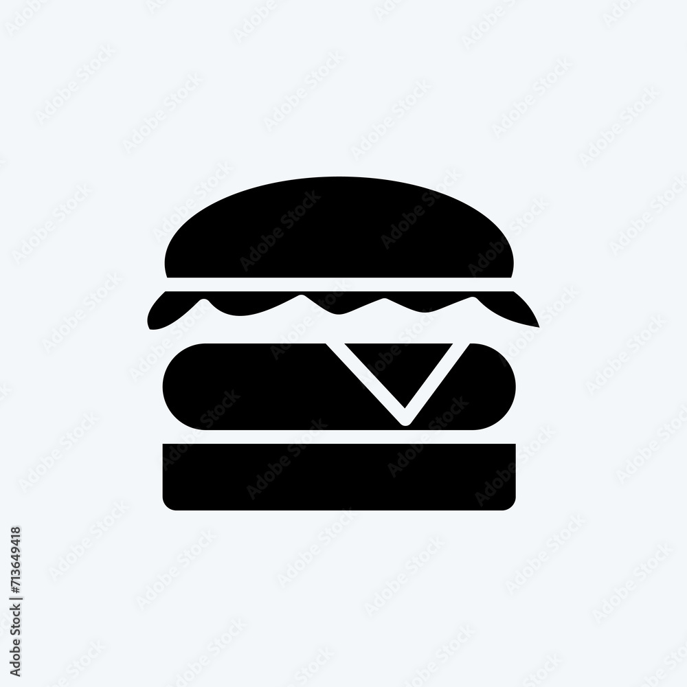 Icon Burger. suitable for Meat. glyph style. simple design editable. design template vector. simple illustration Icon Burger. suitable for Meat. glyph style. simple design editable. design template vector. simple illustration