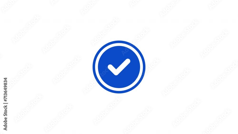 Minimal blue check mark icon animation on a white background. Success, correct or right choice icon animation in 4k video.
Minimal blue check mark icon animation on a white background. Success, correct or right choice icon animation in 4k video.
