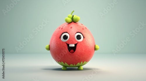 A cute cartoon guava fruits character Ai Generative