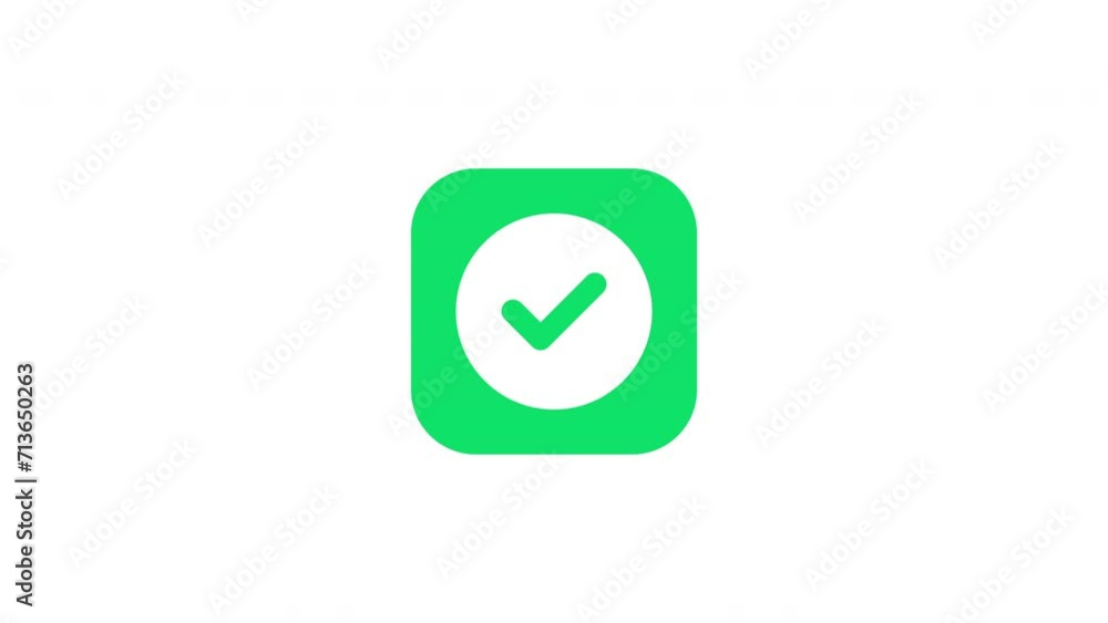 simple green check mark icon animation on a white background. Success, correct or right choice icon animation in 4k video.
simple green check mark icon animation on a white background. Success, correct or right choice icon animation in 4k video.