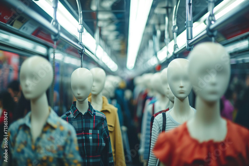 Mannequin Filled Subway, Lifeless Commute, Creepy photo