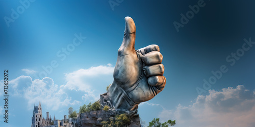 a picture of a thumb up sign with its finger facing away, surprisingly absurd