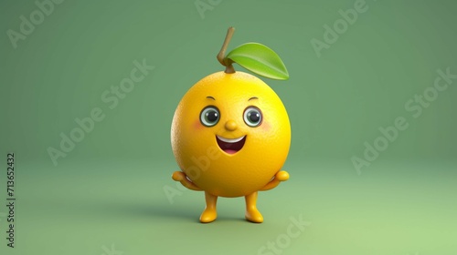 A cute cartoon lemon fruits character Ai Generative