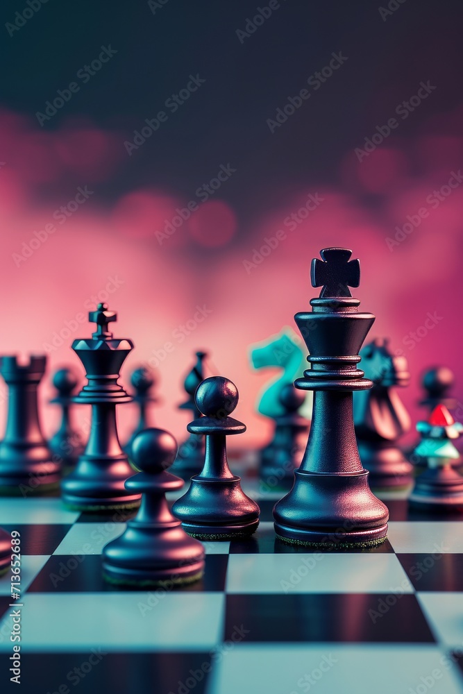 © Elle Arden  - A chess board with dramatic lighting.