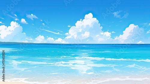blue sky and clouds Beautiful beach background with blue ocean generative AI