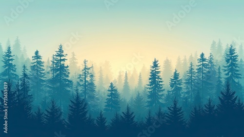 the forest, Landscape Forest Background with many trees Vector silhouette generative AI