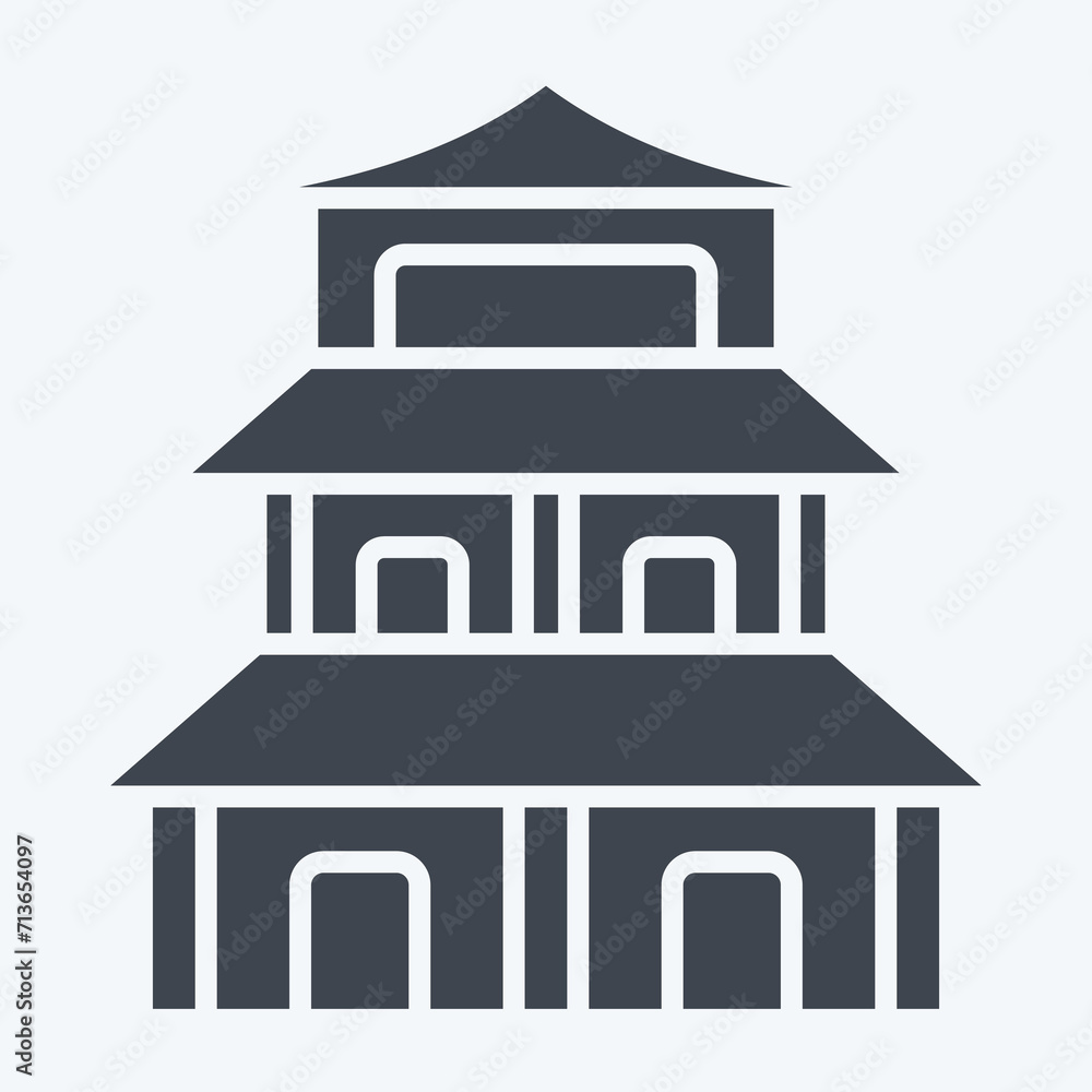 Icon Pagoda. related to Chinese New Year symbol. glyph style. simple design editable. simple illustration Icon Pagoda. related to Chinese New Year symbol. glyph style. simple design editable. simple illustration