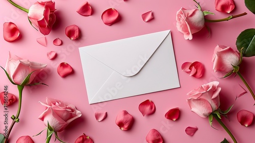 ultra realistic open empty white vertical postcard in a valentine's day photo by canon photo
