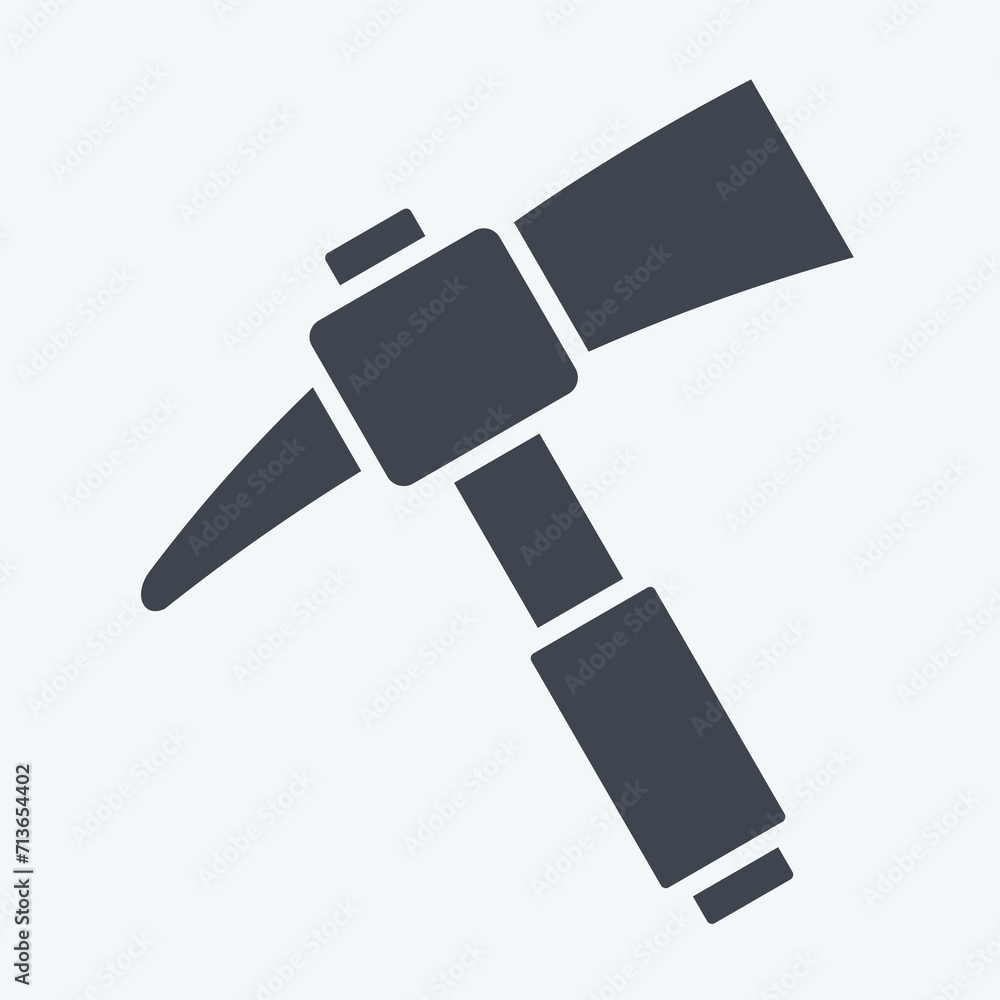 Icon Pick axe. related to Construction symbol. glyph style. simple design editable. simple illustration Icon Pick axe. related to Construction symbol. glyph style. simple design editable. simple illustration