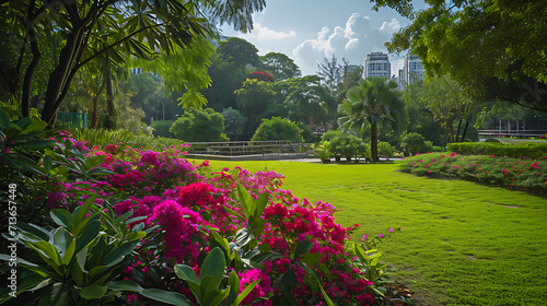 Jardins botânicos vibrantes aninhados dentro da cidade movimentada criando um oásis sereno em meio ao caos urbano