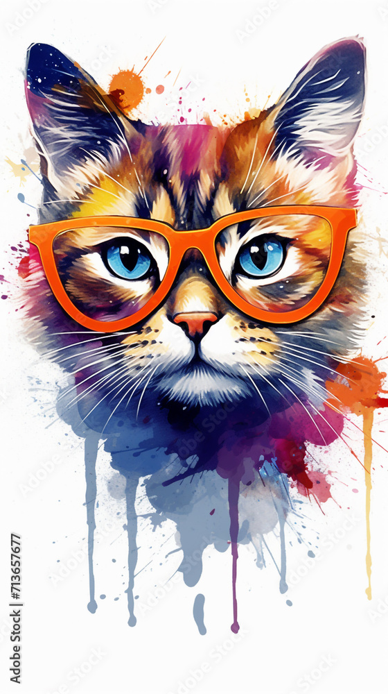 Fototapeta Creative animal concept. Rabbit Bunny in a group, vibrant Doggy Cat wallpaper children's living room mockup with cute animals wall art Cheetah animal abstract wallpaper in pastel colors Generated Ai