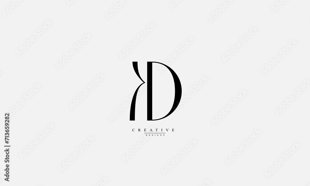 Alphabet letters Initials Monogram logo KD DK K D