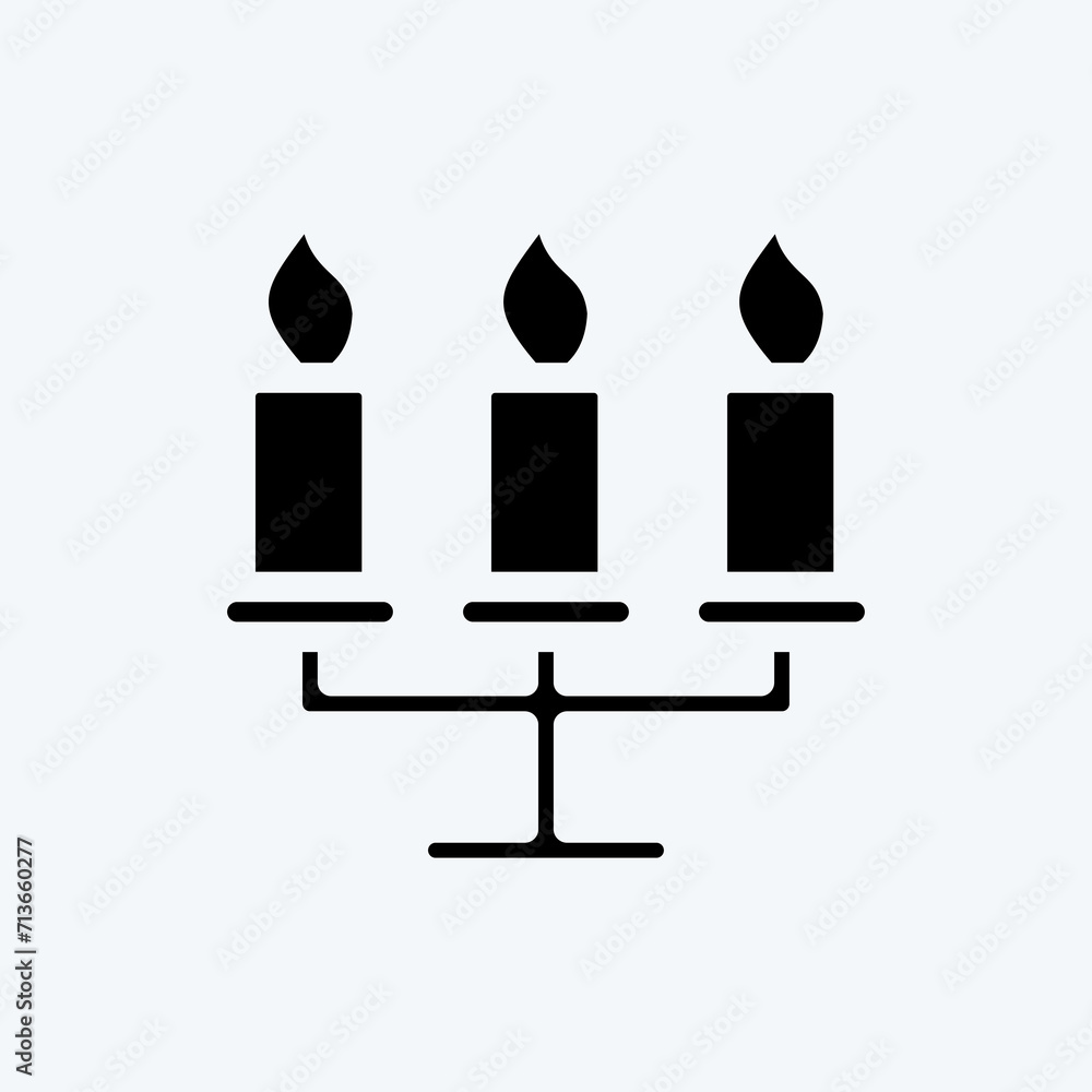Icon Candelabrum. suitable for House symbol. glyph style. simple design editable. design template vector. simple illustration Icon Candelabrum. suitable for House symbol. glyph style. simple design editable. design template vector. simple illustration