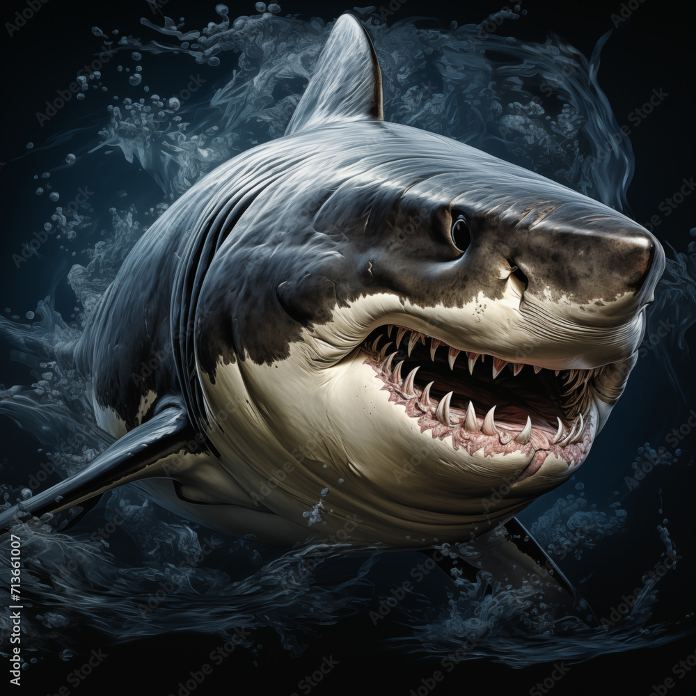 Obraz premium Majestic White Shark with AI generated