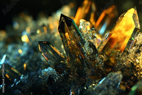 Vibrant Abstract Crystals: Geometric Light Spectrum