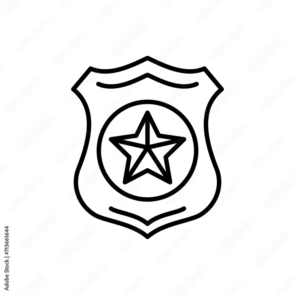 Star badge outline icons, minimalist vector illustration ,simple transparent graphic element .Isolated on white background