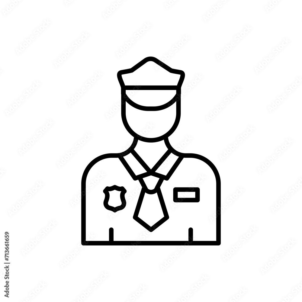 Police officer outline icons, minimalist vector illustration ,simple transparent graphic element .Isolated on white background