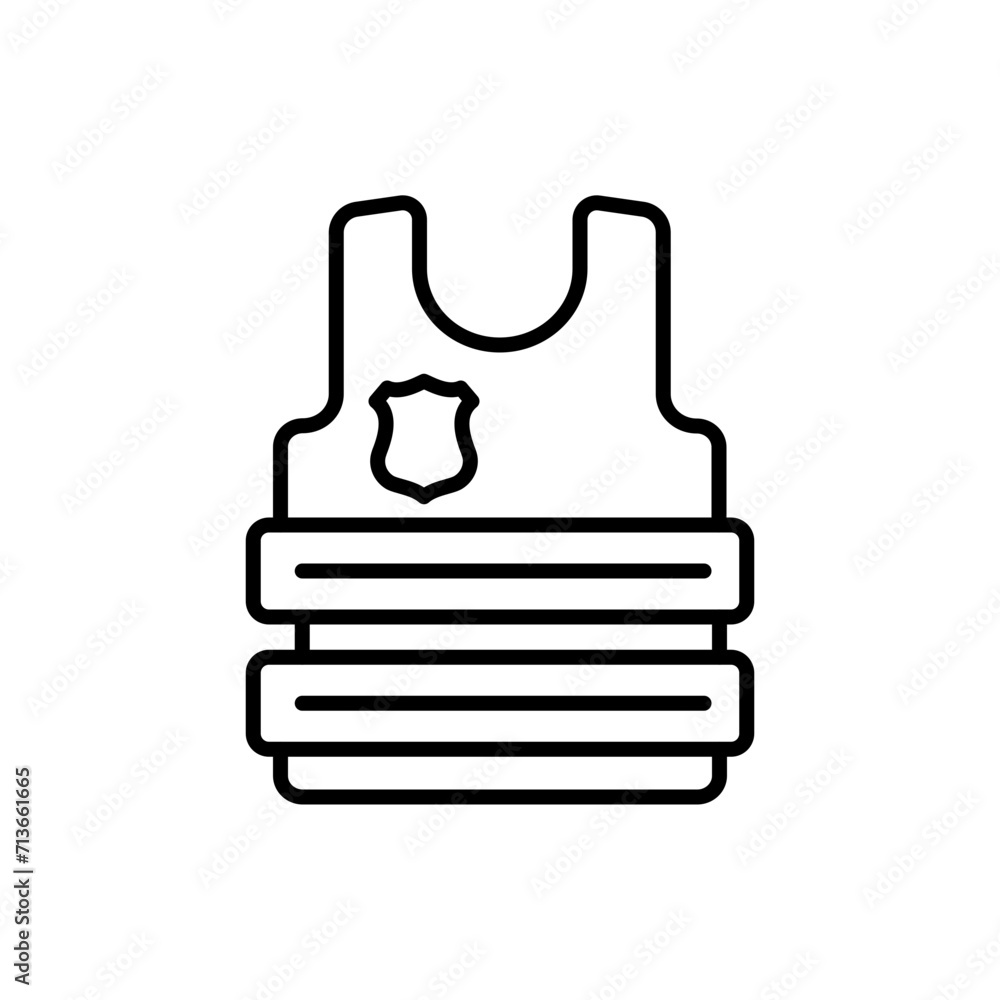 Obraz premium Police vest outline icons, minimalist vector illustration ,simple transparent graphic element .Isolated on white background